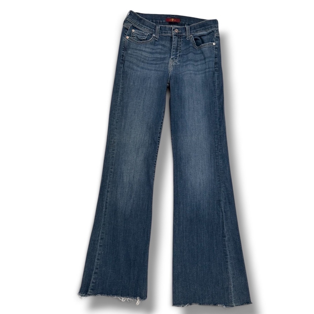 7 For All Mankind Dojo Y2K Jeans Women 27 Blue Trouser Flare Leg Long Denim
